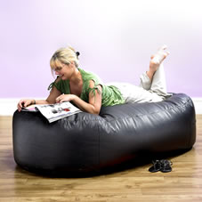 Bean Bag Couch Faux Leather Black