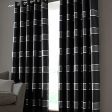 Wilkinson Plus Chicago Eyelet Curtains Lined Black 65inx72in