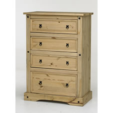 Wilkinson Plus Mexican Drawer Unit Chunky Pine 4 Drawer