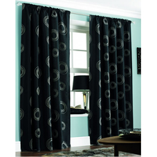 Wilkinson Plus Orbit Lined Curtains Black 66inx54in