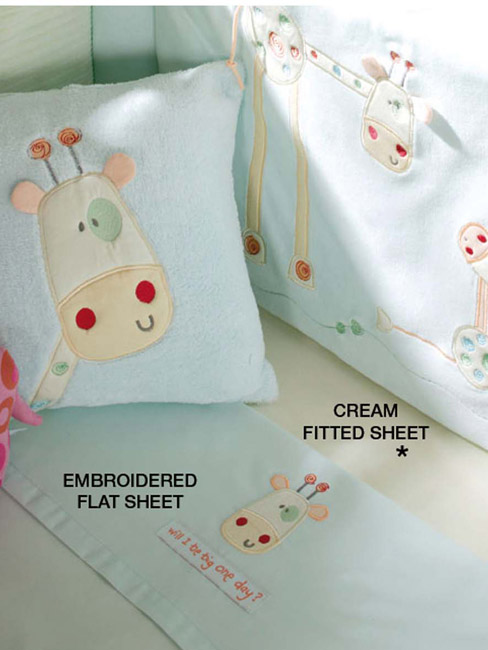 One Day Cot/Cot Bed Embroidered Flannelette Flat Sheet Nursery