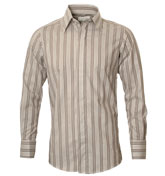 William Hunt Light Grey Stripe Long Sleeve Shirt