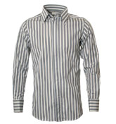 William Hunt White and Blue Stripe Long Sleeve