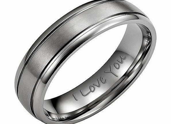 Willis Judd Brand New 7mm Mens Brushed Titanium Ring Engraved I Love You Comes In A Free Black Velvet Ring Box