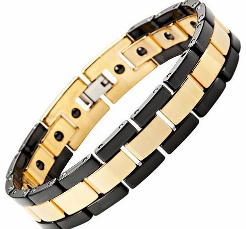 New Mens Black Two Tone Tungsten Magnetic Bracelet In Free Velvet Gift Box