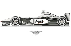 David Wilson- Mclaren MP 4/14- Mika Hakkinen- signed by artist Measures 48cm x 32cm (19``x13``)