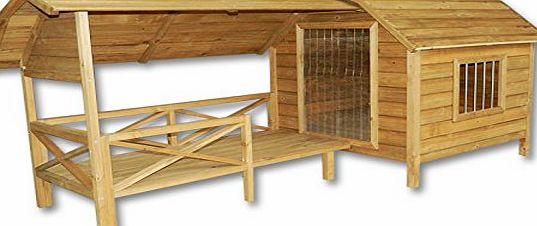 Wiltec XXL Outdoor Dog Kennel Dog House with Veranda Massive Wood