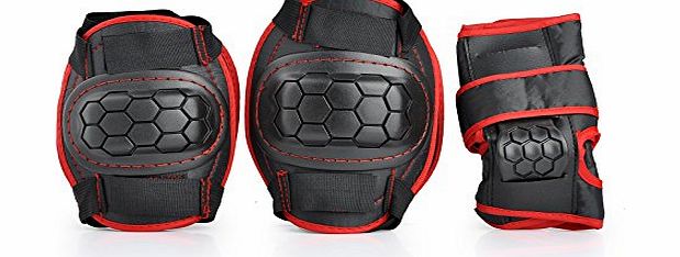WIN Childs Skate and BMX Pads for Knee Elbow Wrist(Black Red)
