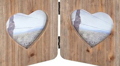 Windhorse Wooden Acacia Hinged Double Heart Photo Frame
