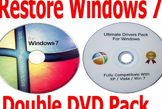Windows 7 Home Premium 64 Bit Recovery Restore Repair Boot Microsoft CD Disc   FREE BONUS Drivers DVD included! Double DVD Pack