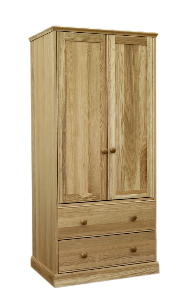 Oak Double Gents Wardrobe with Drawers