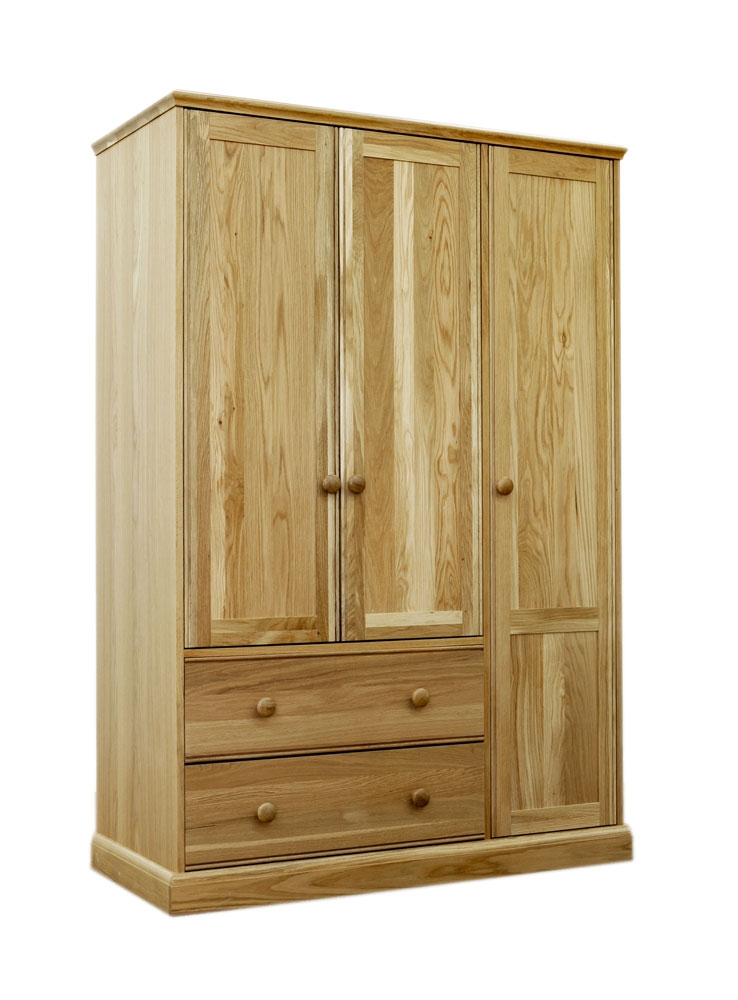 WINDSOR Oak Triple Gents Wardrobe with Drawers