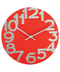 windsor Red Glass Wall Clock with Mirror Numbers