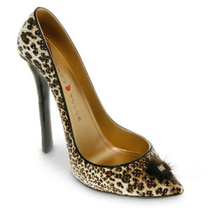 Wine Lovers Leopard Print Stiletto Shoe Bottle