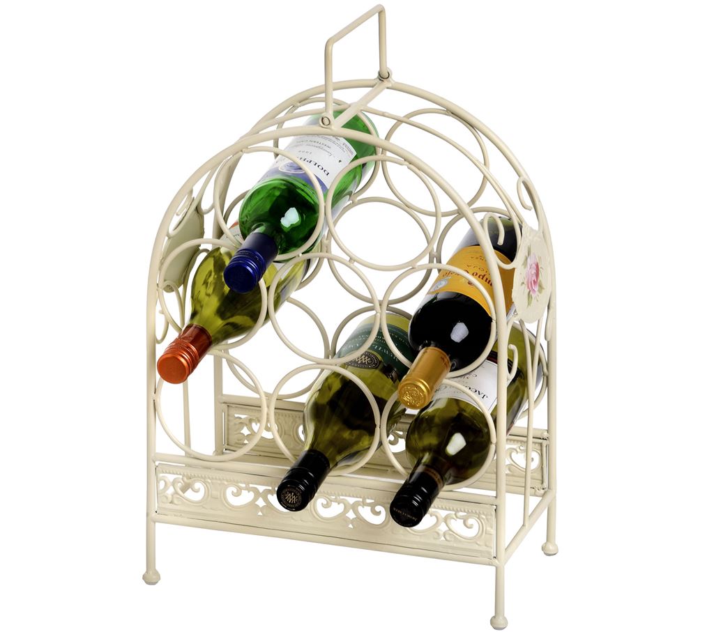 Wine Rack With Hand Painted Flower