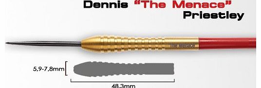 Champions - Dennis Priestley Menace 2: 24 Gram Titanium Nitride Coated Tungsten Steel Darts with Flights, Shafts & Slimline Case