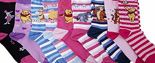 Winnie the Pooh Womens official Winnie the Pooh socks (Pack of 3) (4-6) (Assorted)