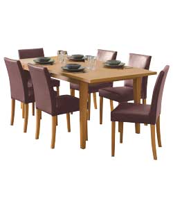 Winslow Beech Ext Dining Table and 6 Chocolate