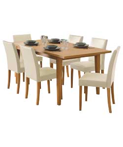 Beech Extendable Dining Table and 6