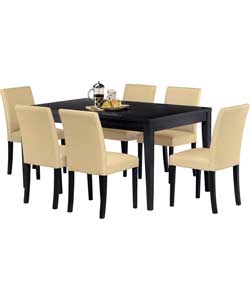 Winslow Black Extendable Dining Table and 6