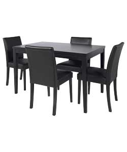 Winslow Black Finish Dining Table and 4 Black