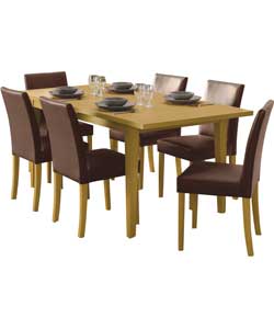Winslow Oak Extendable Dining Table and 6