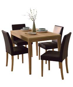Winslow Oak Finish Dining Table and 4 Chocolate