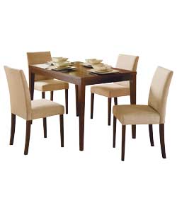 Winslow Oak Finish Dining Table and 4 Cream Chairs