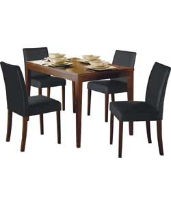 Winslow Walnut Finish Dining Table and 4 Black
