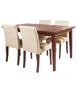 Winslow Walnut Finish Dining Table and 4 Cream