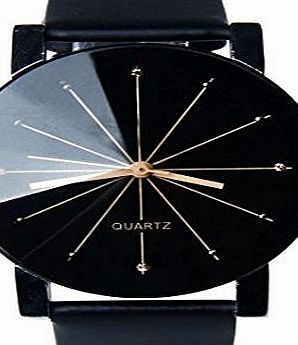 WINWINTOM 2016 Men Quartz Dial Clock Leather Wrist Watch Round Case-Black
