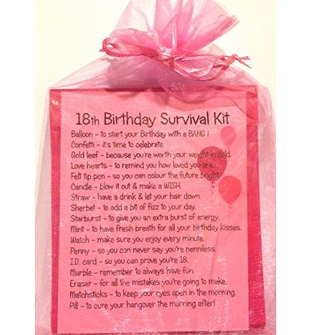 18th BIRTHDAY SURVIVAL KIT PINK GIFT CARD PRESENT