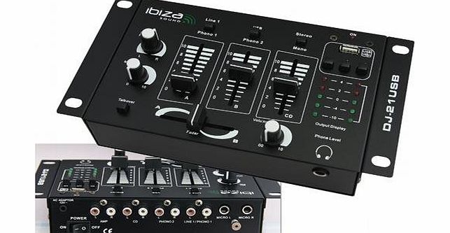 WJG Industrievertretung ibiza DJ-21 2/3 Channel USB DJ Mixer