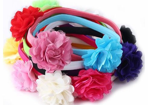 WLM 12Pcs Baby Girls Chiffon Flower Toddler Hair Band Headbands Headwear Accessorie s