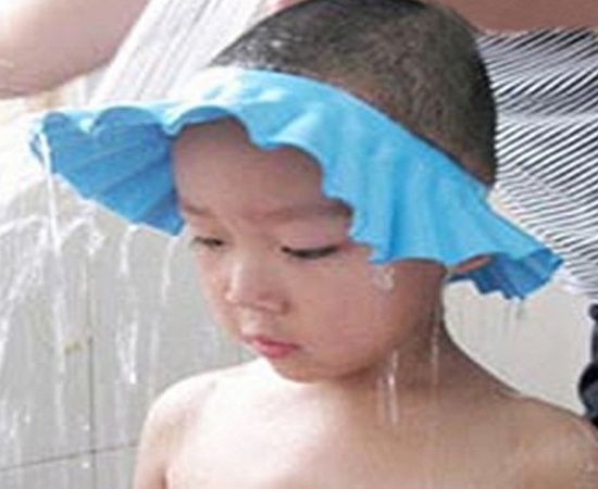WLM Baby Child Kid Boys Girls Safe Shampoo Bath Shower Wash Hair Shield Hat Cap (Blue)