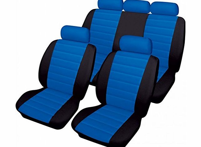 wlw  Leather Easy Fit Look Blue/Black Styling Car Seat Covers