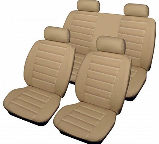  Leather Look Advanced Airbag Ready Beige/Cream Styling Car Seat Covers