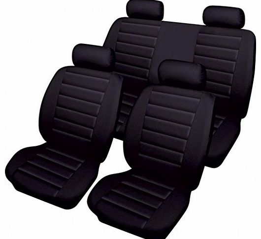 wlw  Leather Look Advanced Airbag Ready Black Styling Car Seat Covers