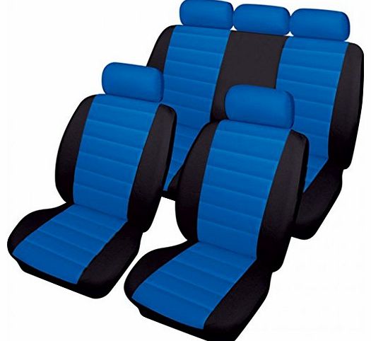  Leather Look Advanced Airbag Ready Blue/Black Styling Car Seat Covers