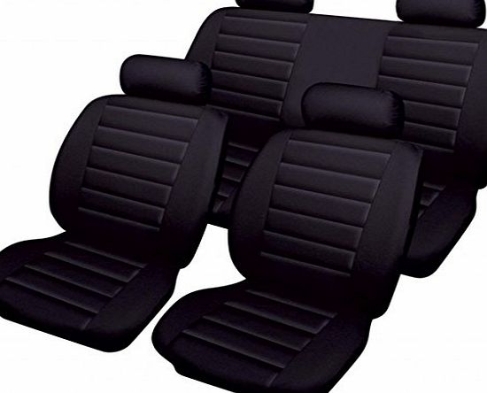wlw  Soft Sport Style Leather Look Black Styling Car Seat Covers