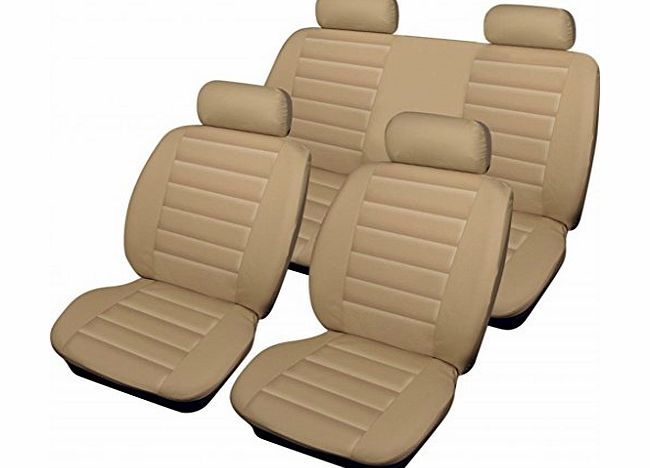 wlw  Soft Supple Quilted Leather Look Beige/Cream Styling Car Seat Covers