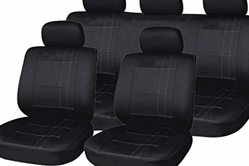 wlw  Universal Fit Black With Pin Strip Car Seat Covers Type 17   Styling Keyfob