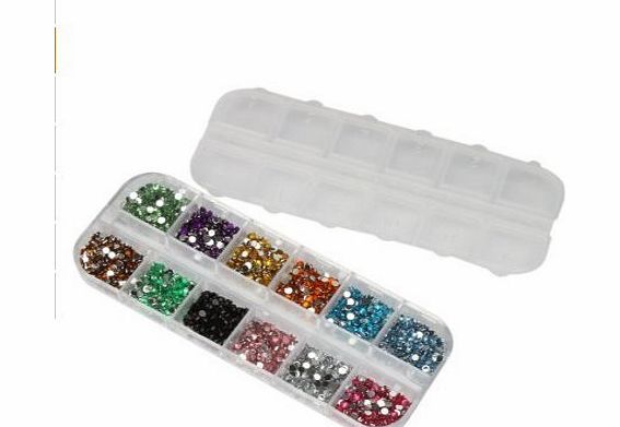 WMA 3000 Nail Art Gems Mixed Colours Shapes in Case (Size 2mm)