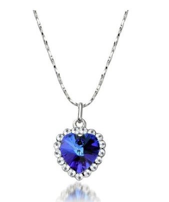 WMA Blue Heart of Ocean Titanic Crystal Necklace Pendant with Chain Perfect Gift