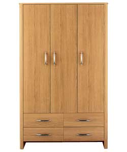 3 Door 4 Drawer Wardrobe - Oak