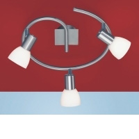 Wofi Lighting Angola Circular Ceiling Light Modern Nickel-matt With White Opaque Glass Shades