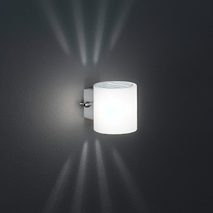 Wofi Lighting Aqaba Modern Nickel Wall Light With A White Glass Shade And Patterned Diffuser