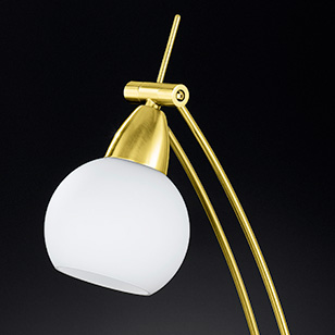 Wofi Lighting Bolton Modern Low Energy Table Lamp With A Matt Brass Base And White Glass Shade