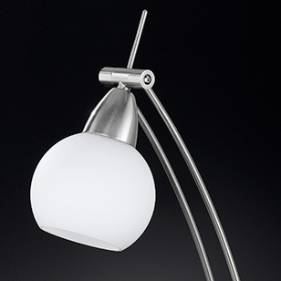 Wofi Lighting Bolton Modern Low Energy Table Lamp With A Nickel Matt Base And White Glass Shade