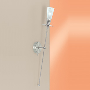 Wofi Lighting Classico Modern Torch Style Wall Light In Nickel Matt With White Frosted Glass Shade